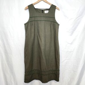 Christopher & Banks Shift Dress Size 12 Olive Linen Blend Jumper Lagenlook